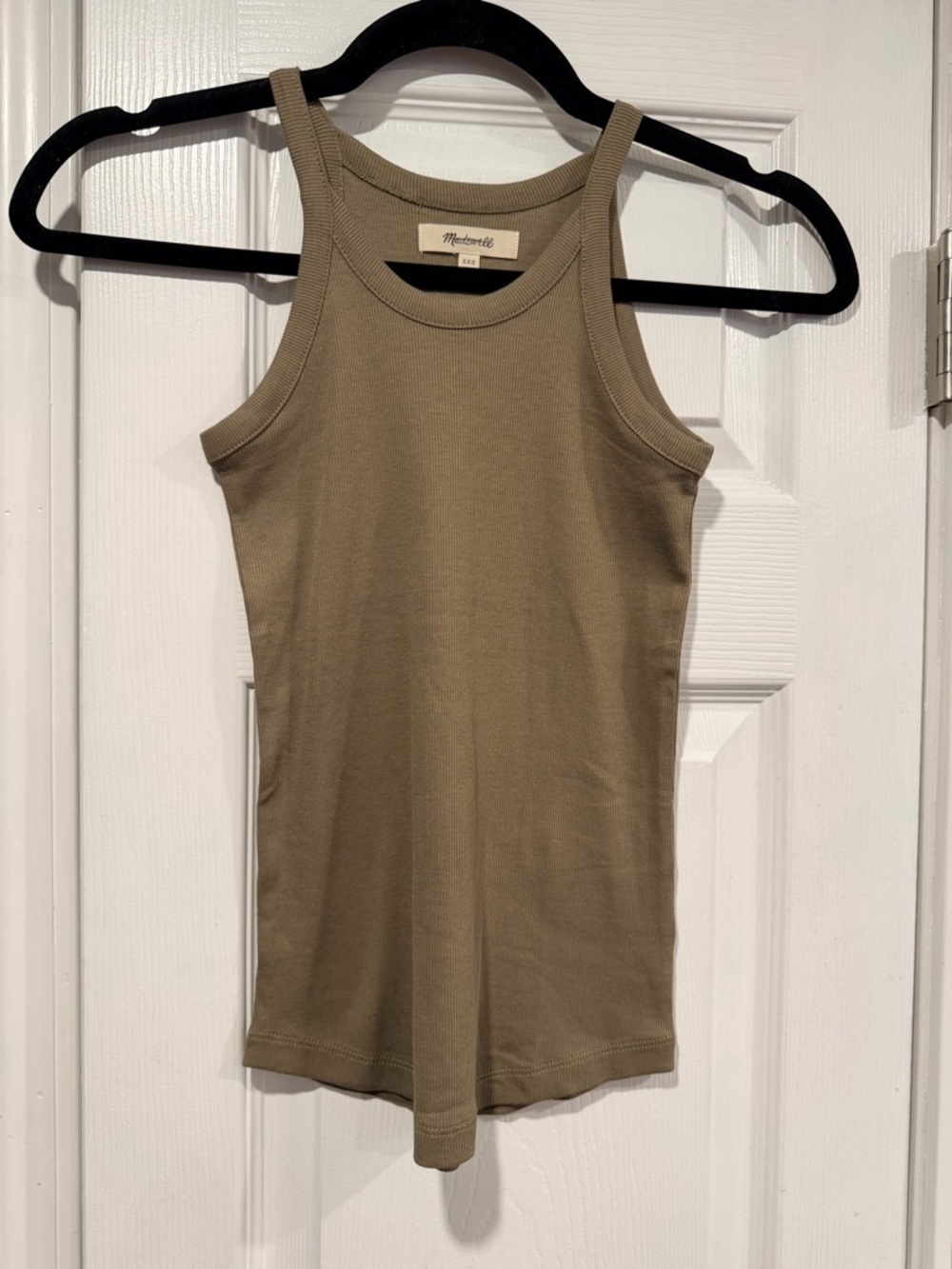 NWOT Madewell Size XXS Tan Brown Thin Strap Ribbed Supima Racerback Tank Top